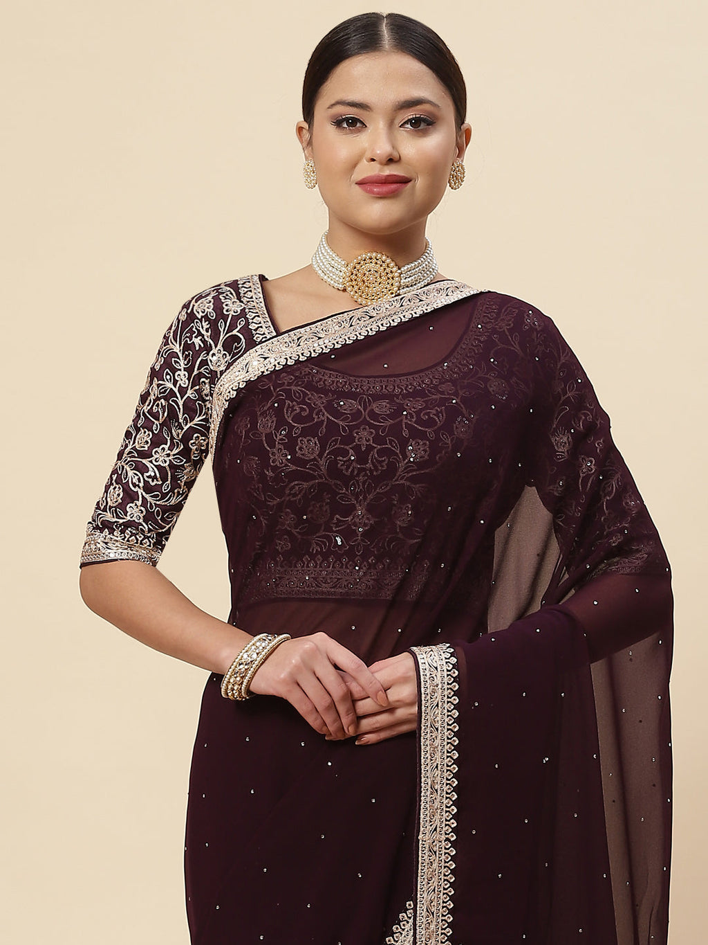 Embroidered Georgette Saree