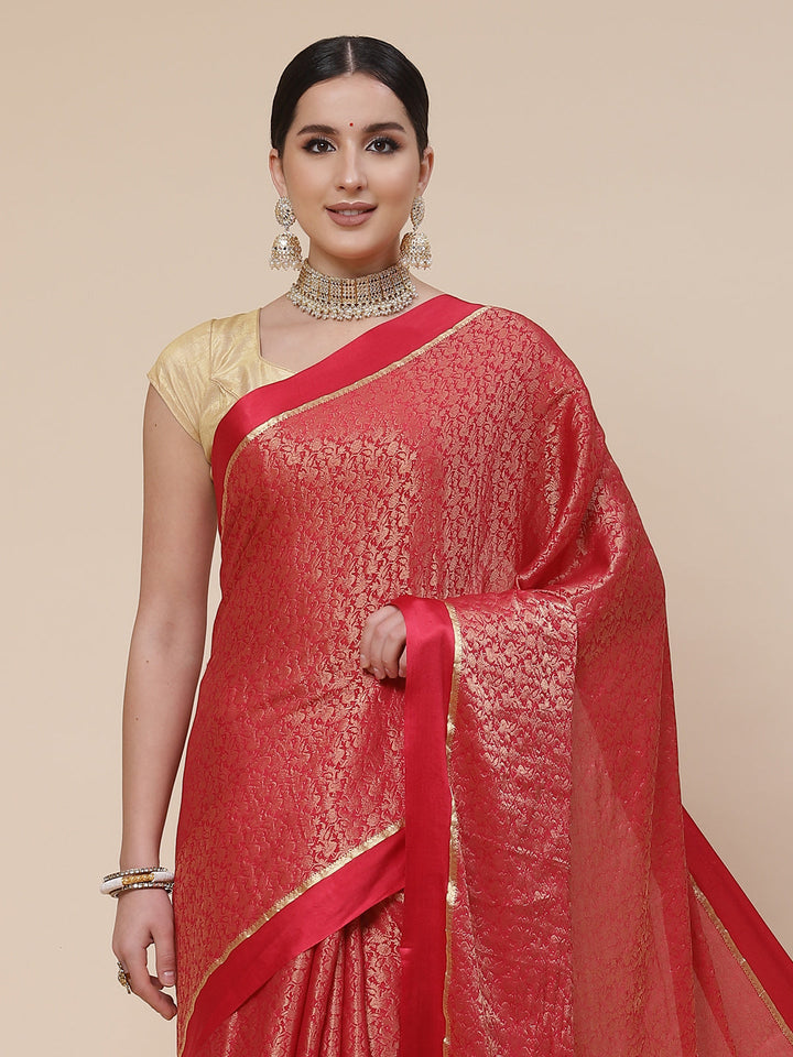 Light Brocade Georgette Plain Saree