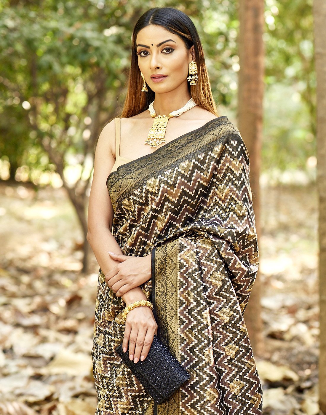 MBZ Meena Bazaar-Printed Art HAndloom Saree