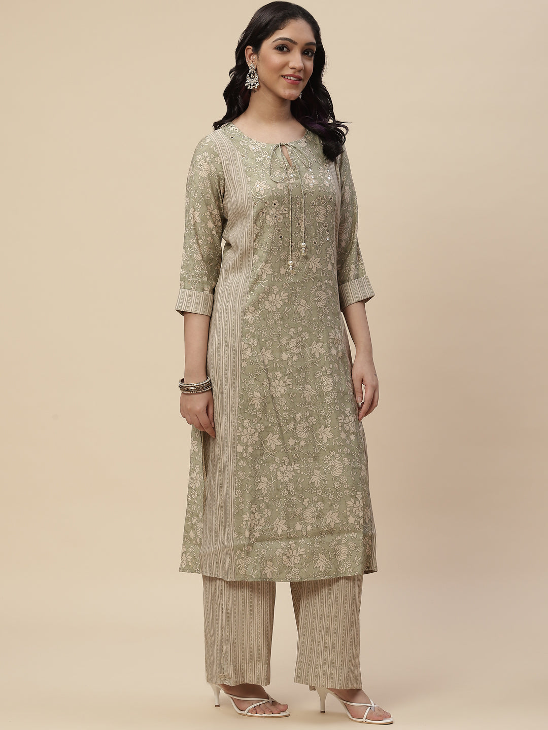 Printed Crepe Kurta With Palazzo