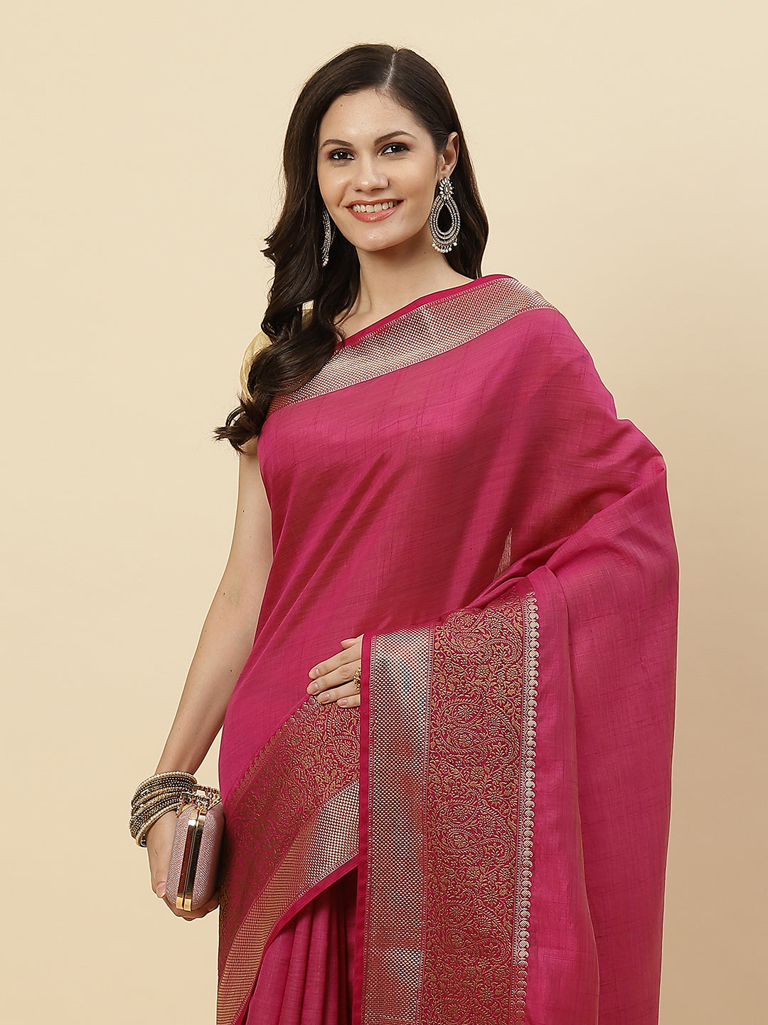 Plain Zari Border Art Handloom Woven Saree