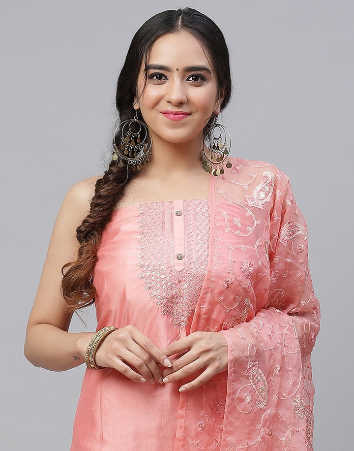Chanderi Embroidered Suit Piece