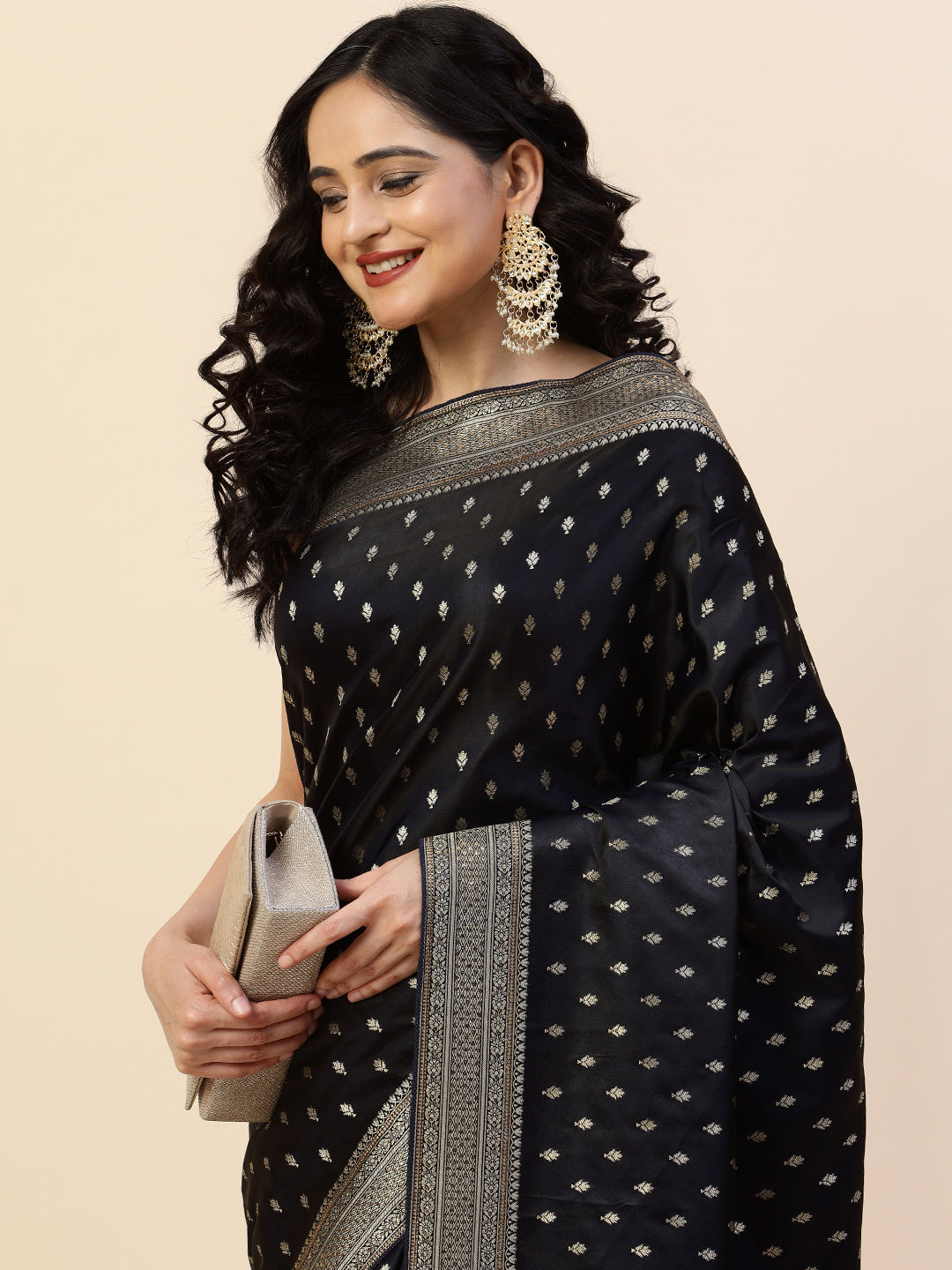 Swarovski Embroidered Satin Saree