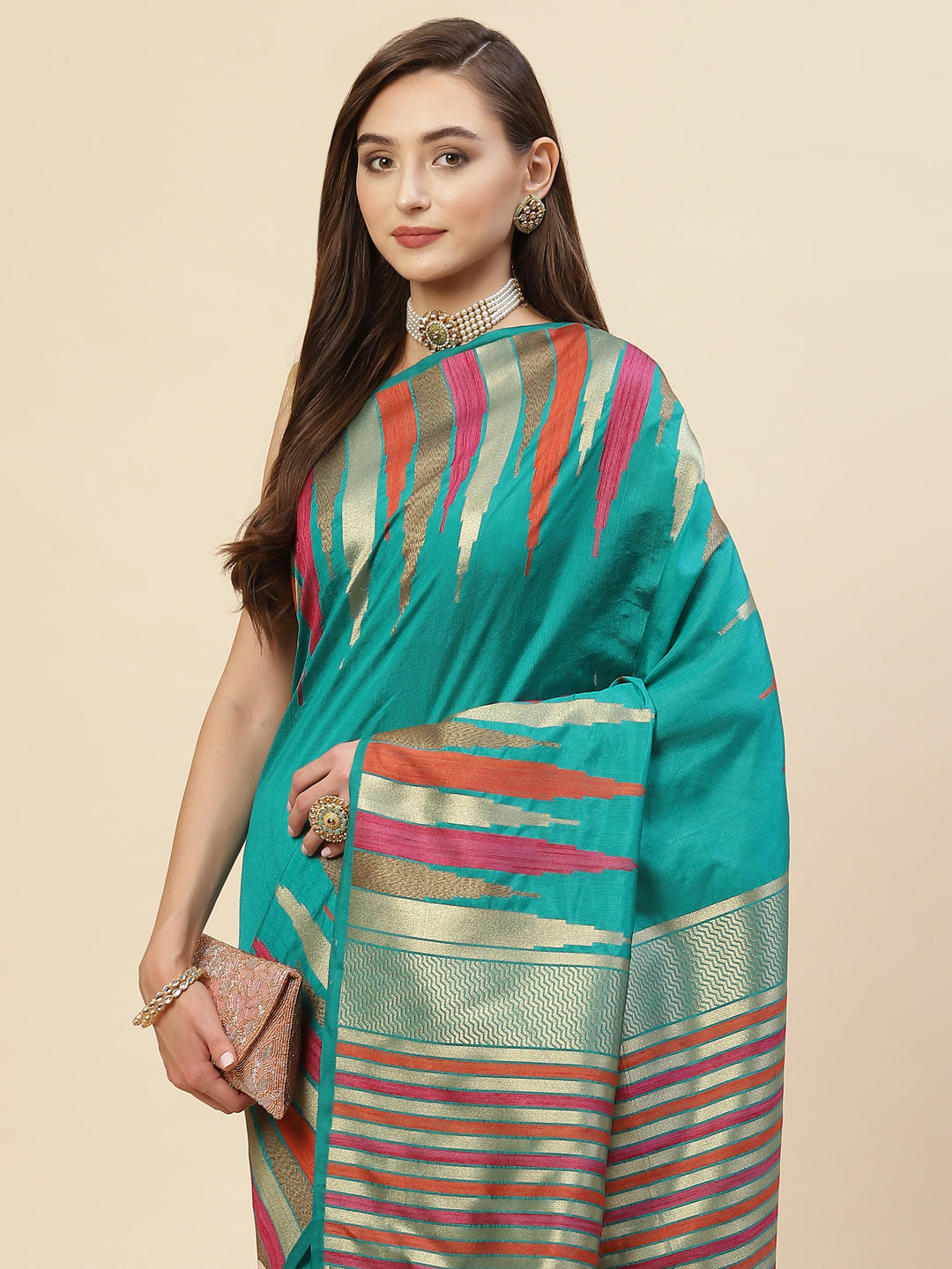 Plain Zari Border Handloom Woven Saree