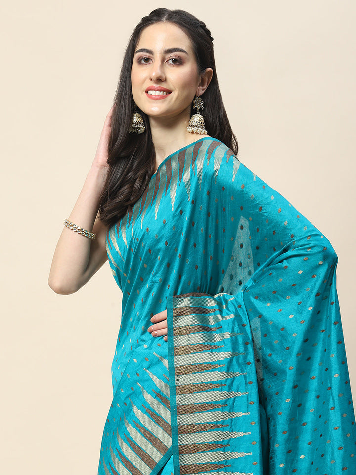 Zari Border Booti Woven Handloom Saree