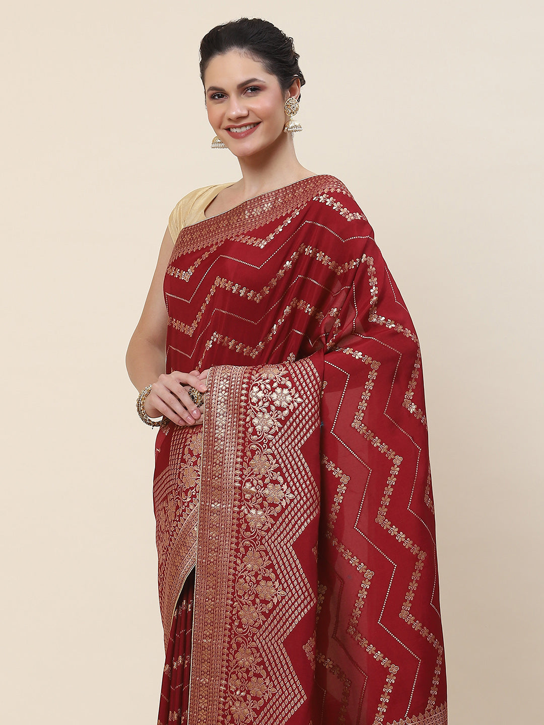 Zari Jaal Woven Dola Handloom Saree