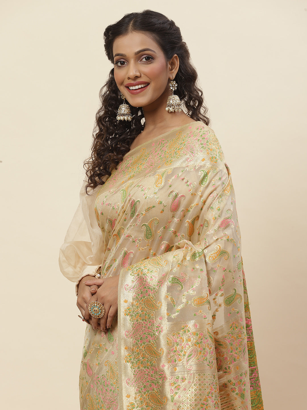 Zari Jaal Woven Organza Saree