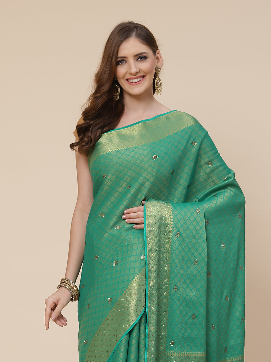 Stone Work Georgette Plain Saree