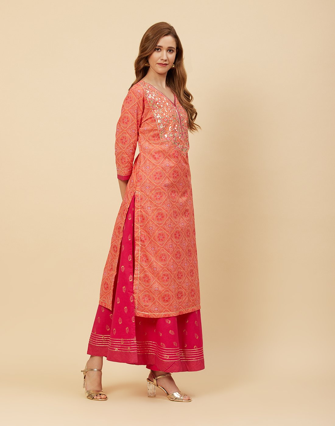 Embroidered Cotton Kurti With Palazzo