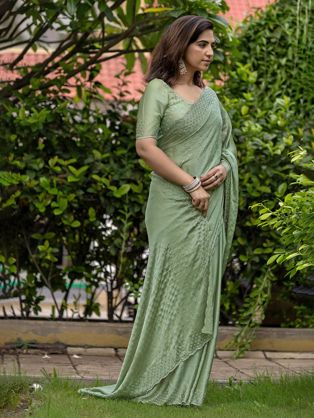 Embroidered Chiffon Saree