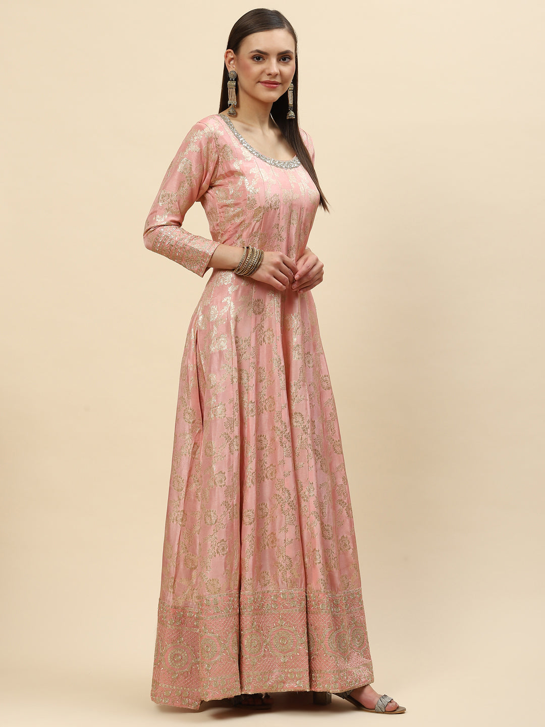 Brocade Embroidered Banarasi Handloom Kurta With Churidar &amp; Dupatta