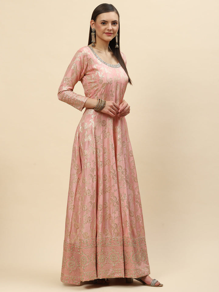 Brocade Embroidered Banarasi Handloom Kurta With Churidar &amp; Dupatta