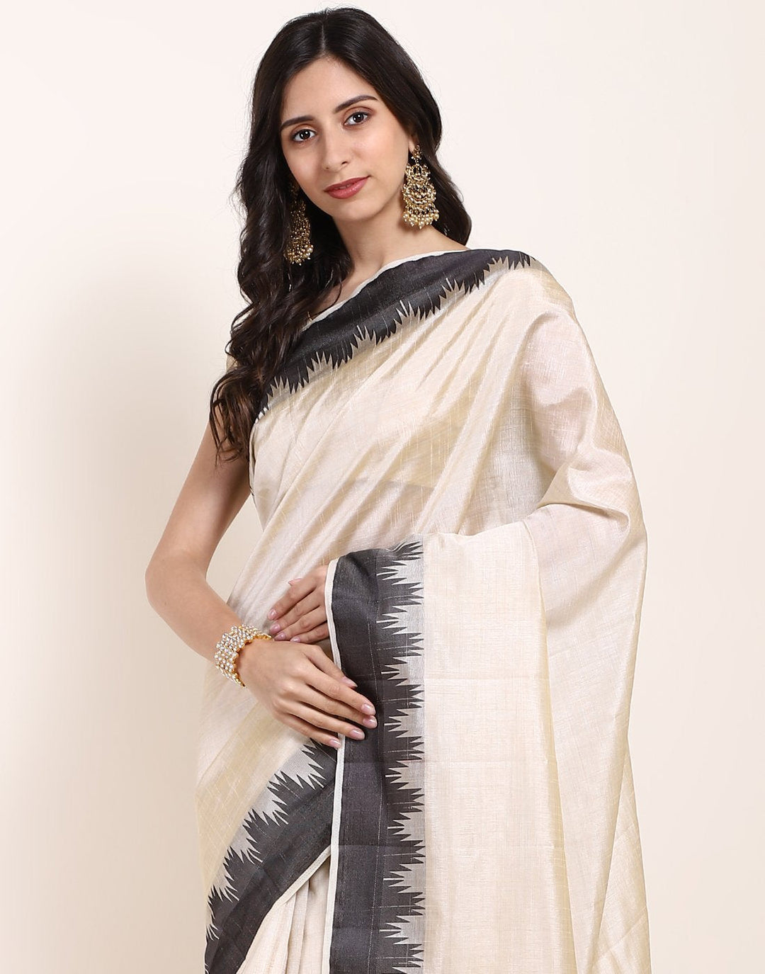 MBZ Meena Bazaar-Mustard Art Handloom Saree