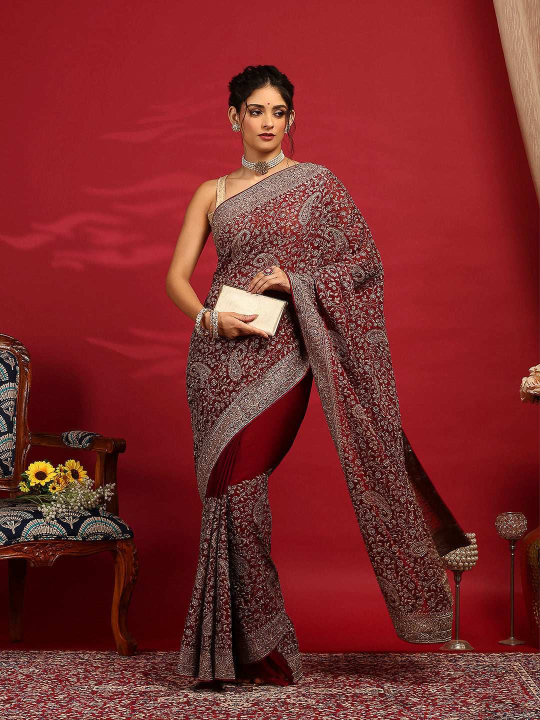 Embroidered Georgette Saree