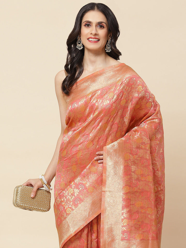 Floral Zari Jaal Woven Cotton Saree