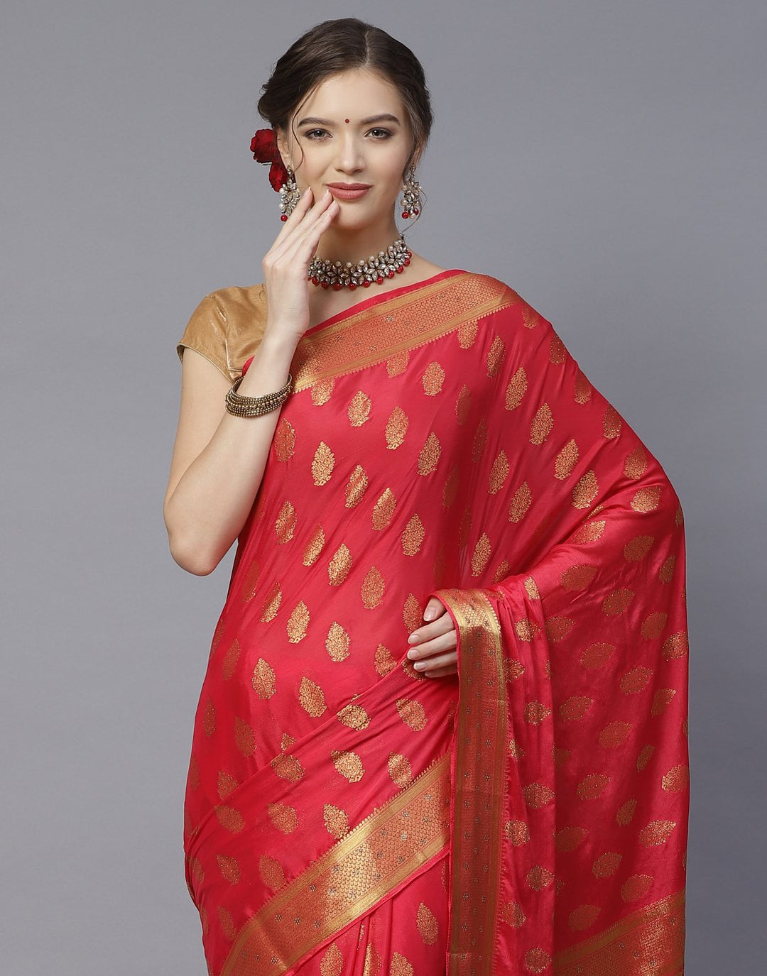 Art Crepe Saree with Stone Work