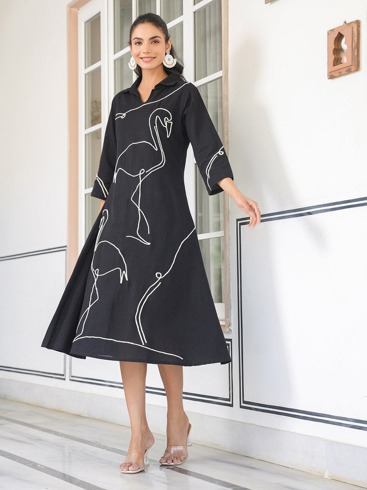Plain Cotton Blend Dress