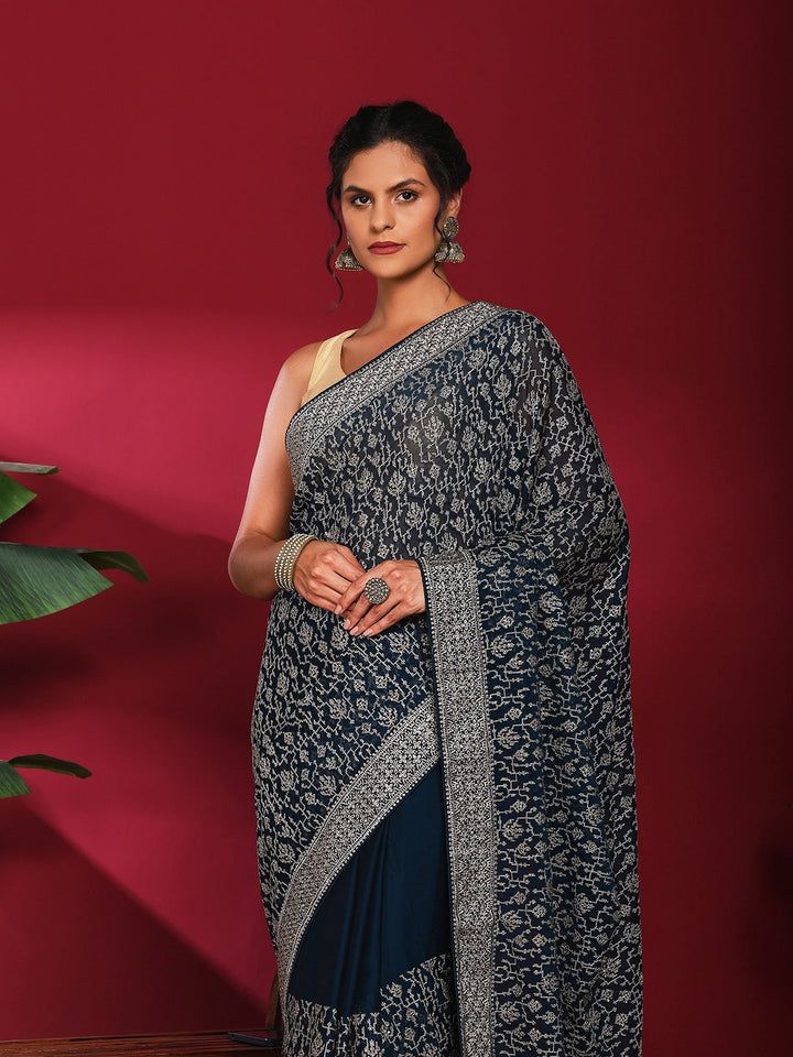 Embroidered Georgette Saree