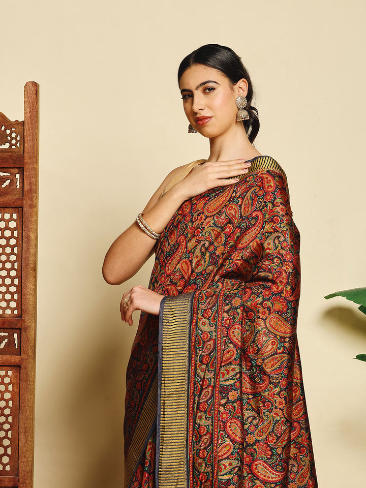 Paisley Printed Art Silk Saree