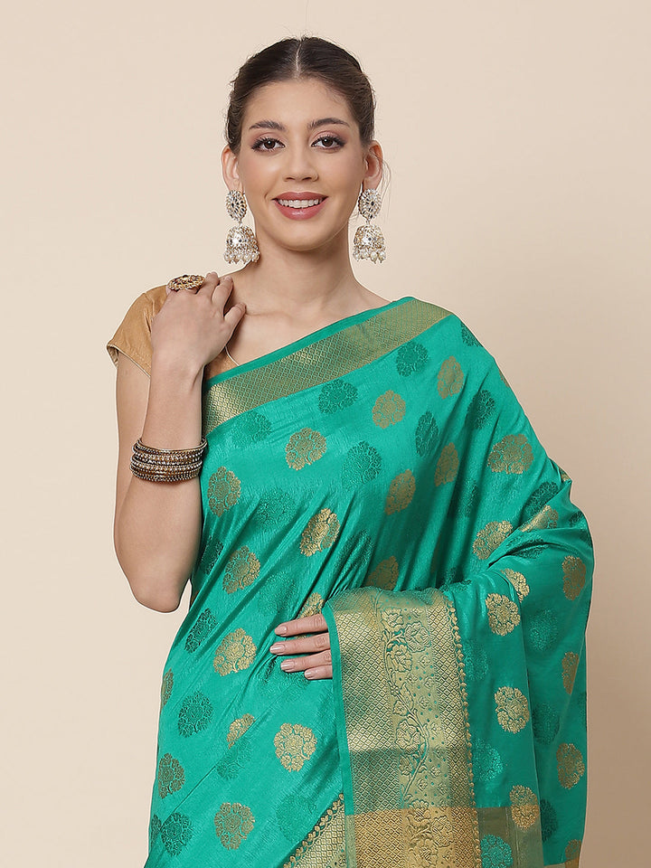 Zari Border Booti Art HAndloom Woven Saree