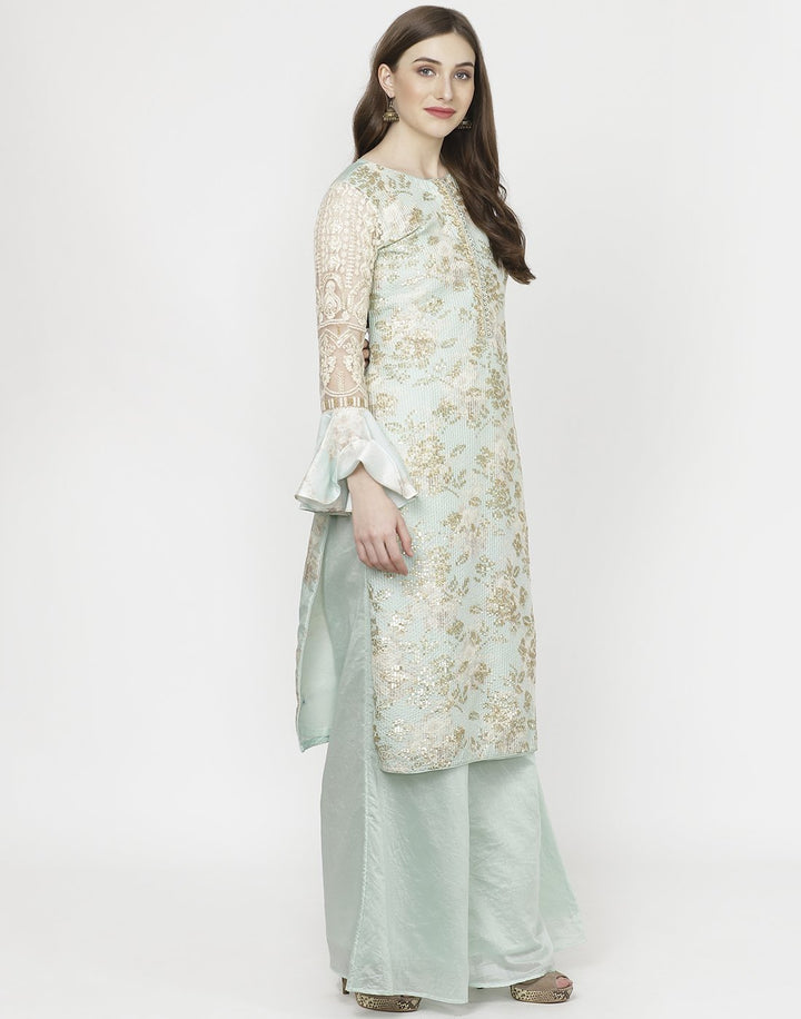MBZ Meena Bazaar-Lemon Cotton Chanderi Salwar Kameez