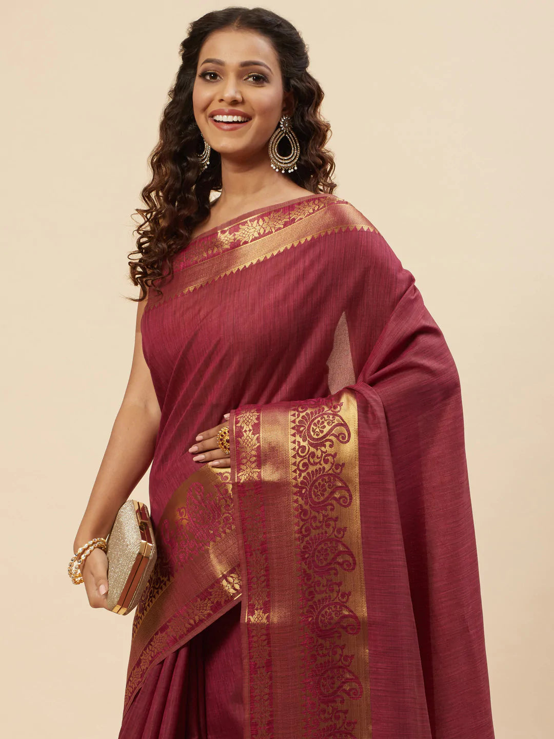 Plain Zari Border Handloom Woven Saree