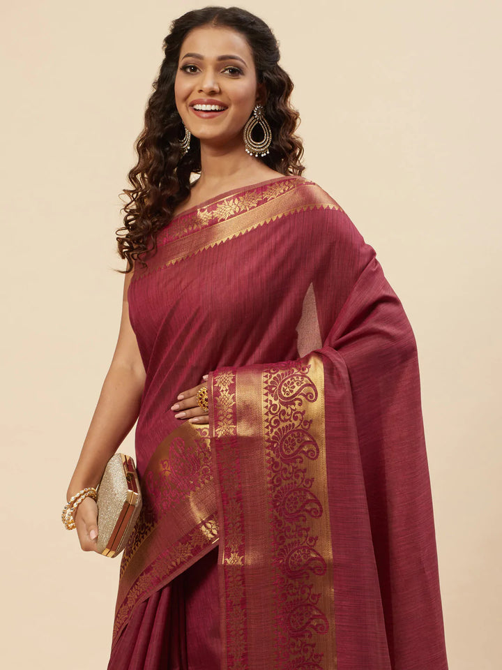 Plain Zari Border Handloom Woven Saree