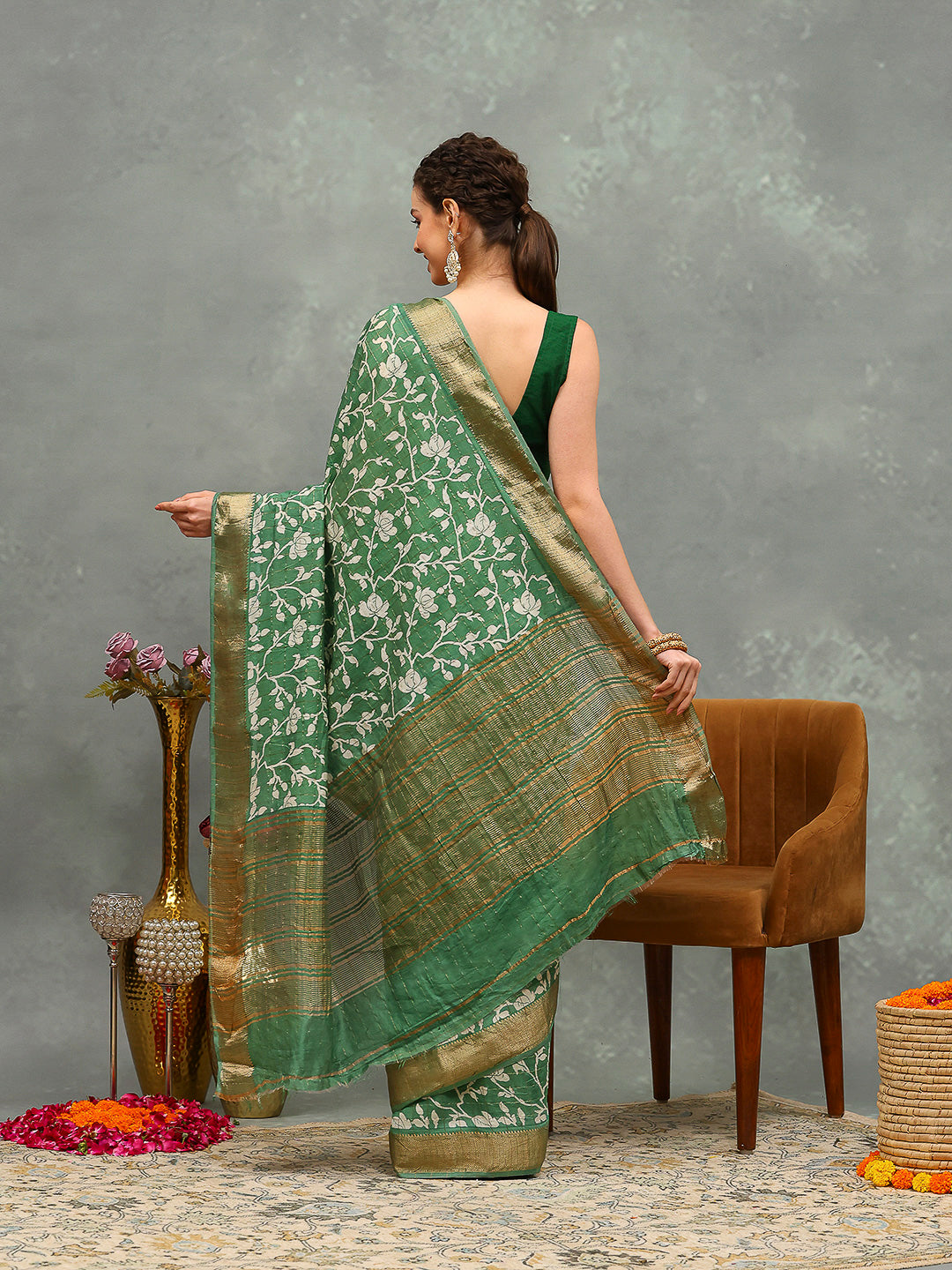 Floral Printed Art Silk Saree