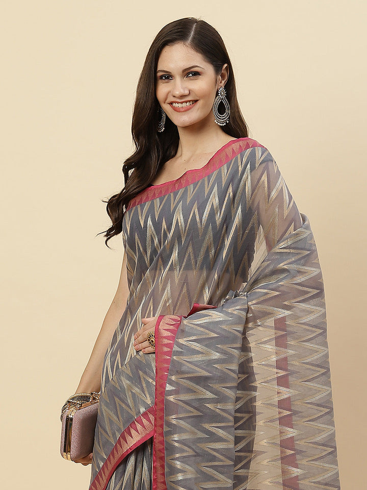 Zari Jaal Cotton Woven Saree