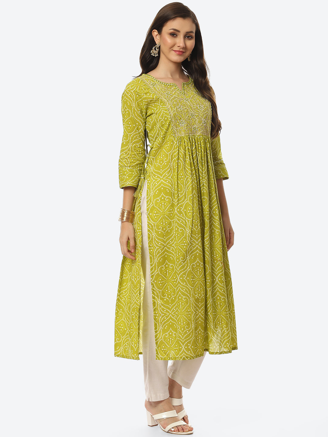 Resham Mirror Printed Cotton Kurta
