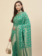Floral Zari Jaal Georgette Plain Saree