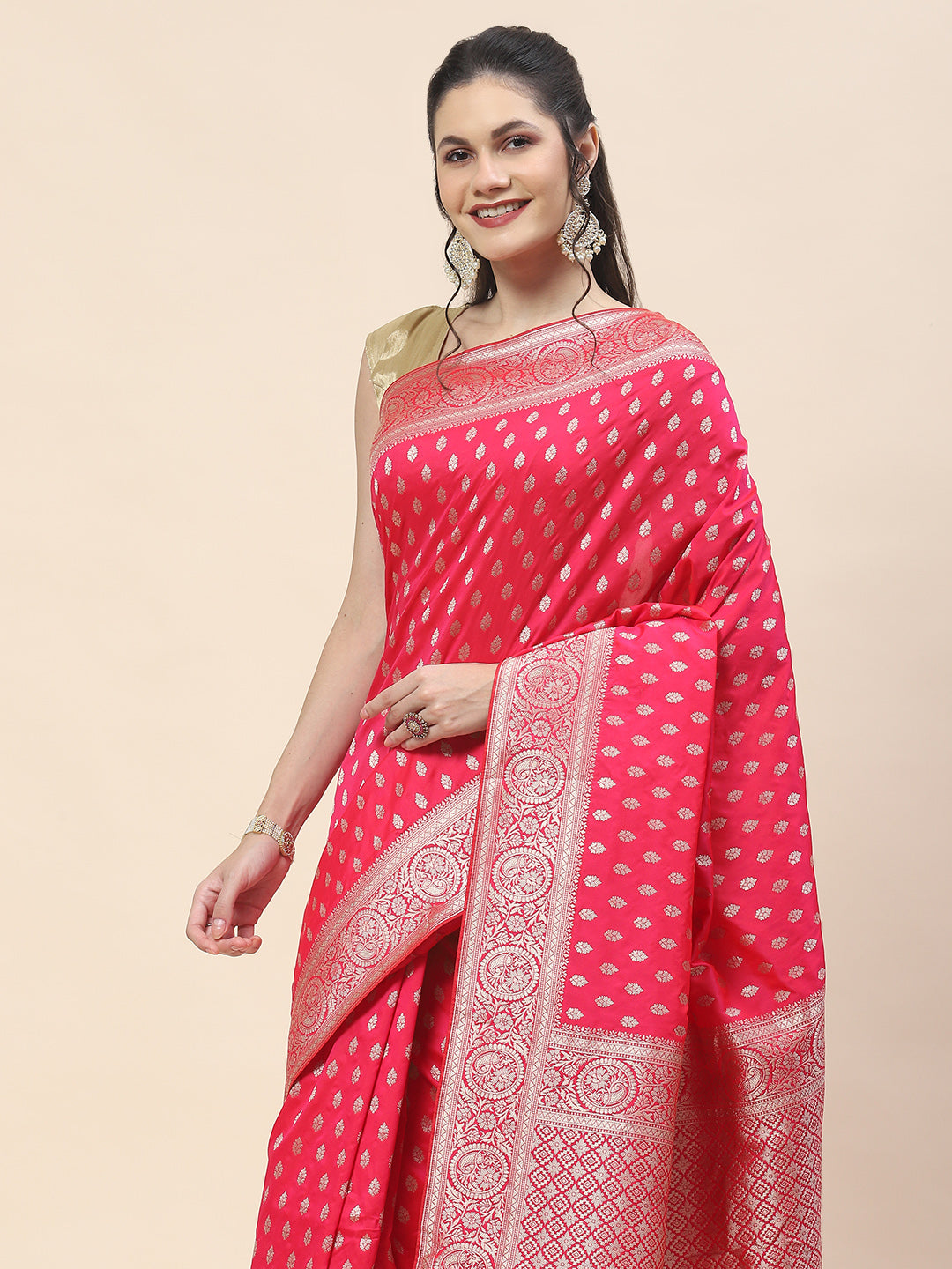 Zari Booti Woven Art Silk Banarsi Saree