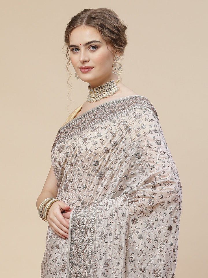 Resham Jaal Organza Embroidered Saree