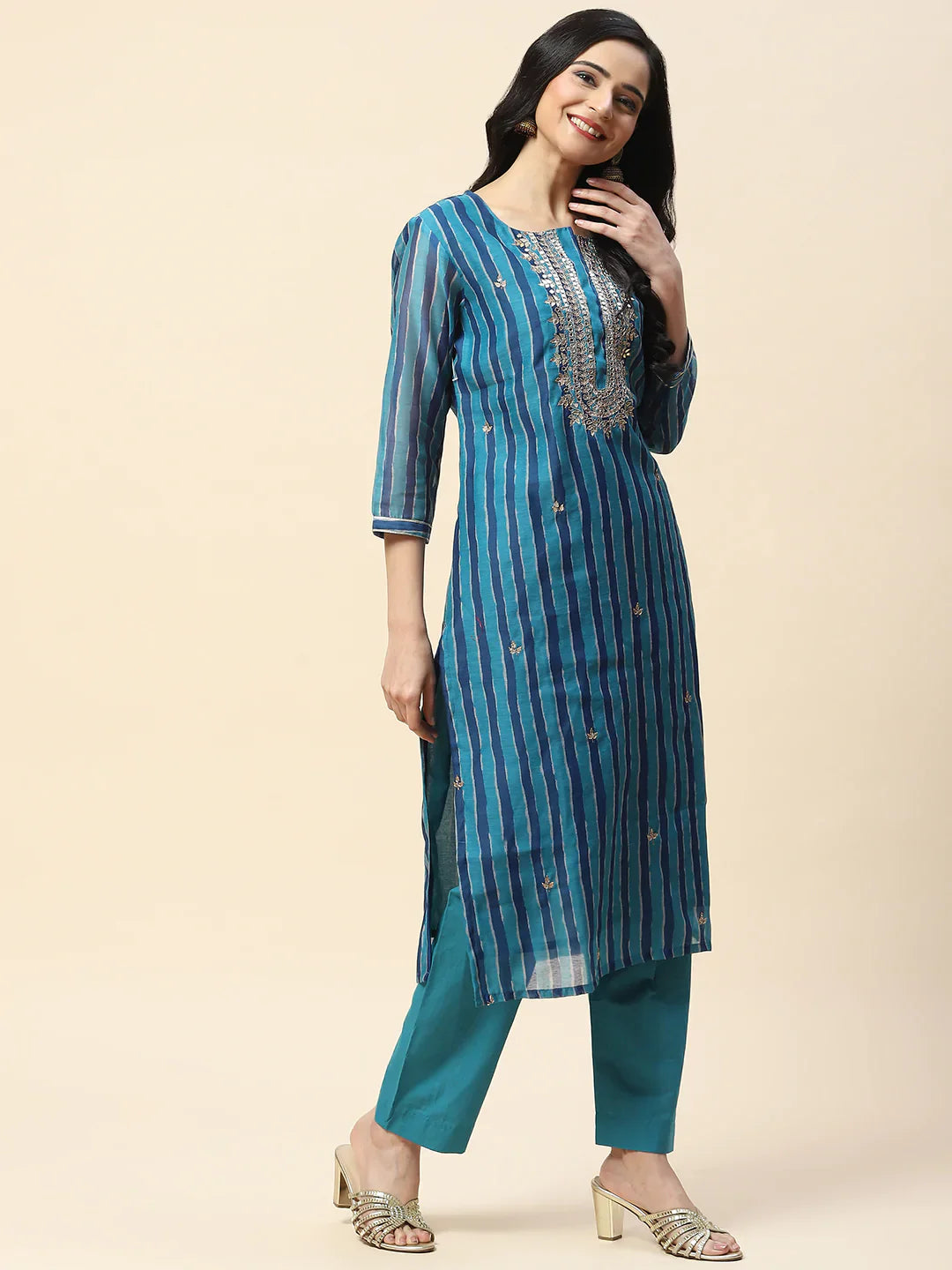 Gota Work Chanderi Kurta With Pants