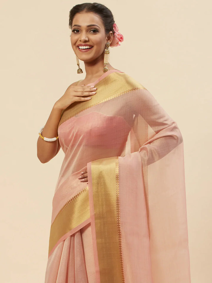 Plain Zari Border Handloom Woven Saree