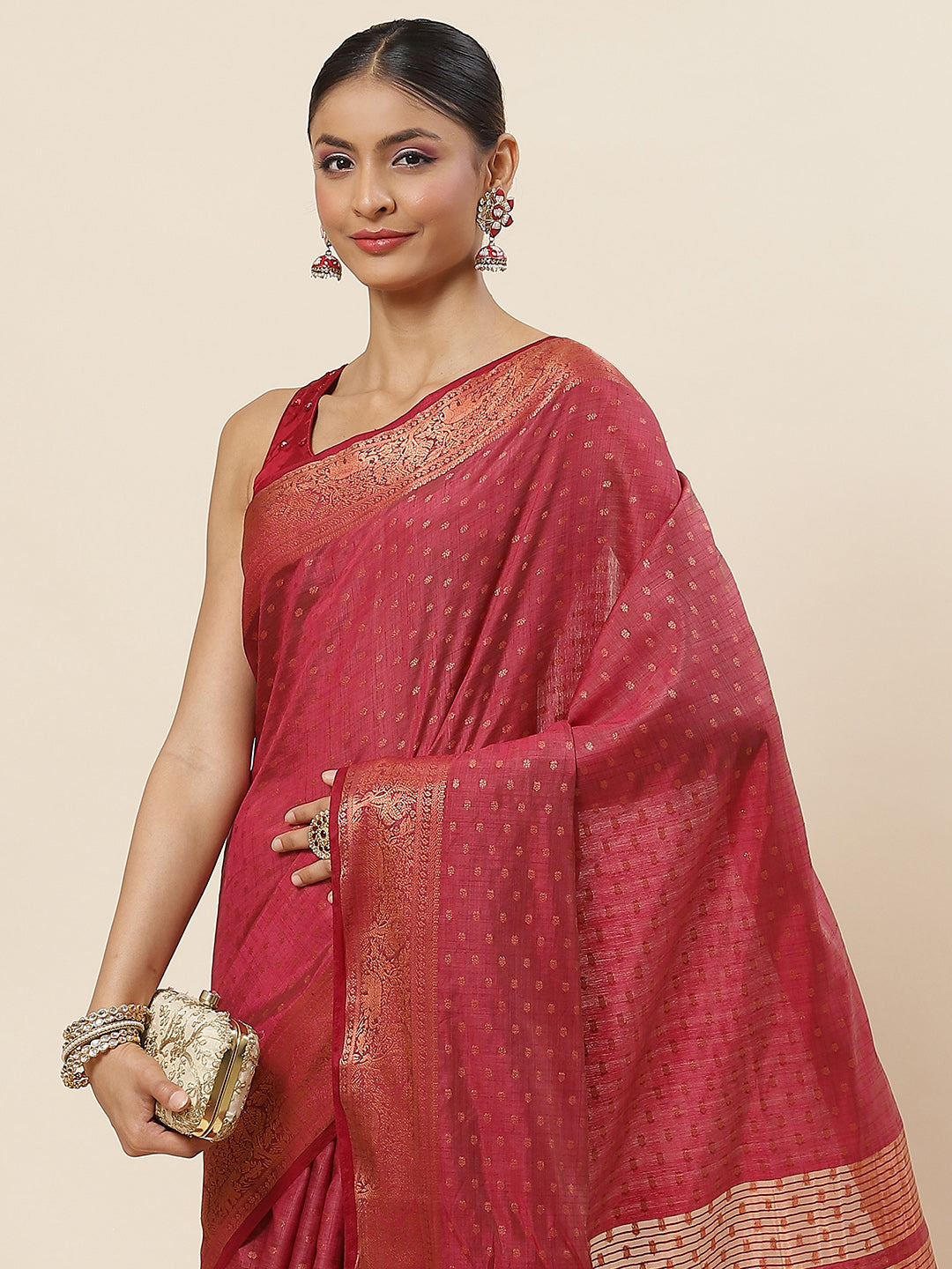 Zari Booti Woven Handloom Saree