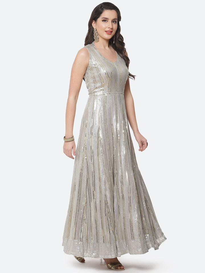 Sequin Georgette Gown Dress
