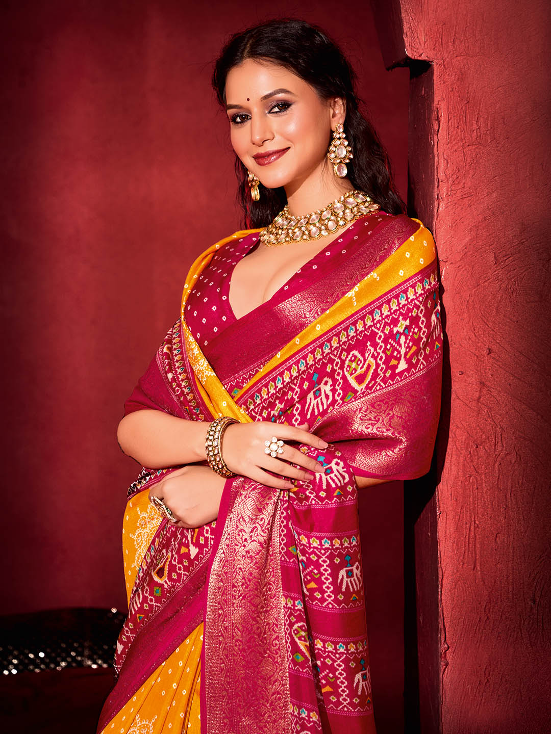 Bandhani Printed Art Silk Saree