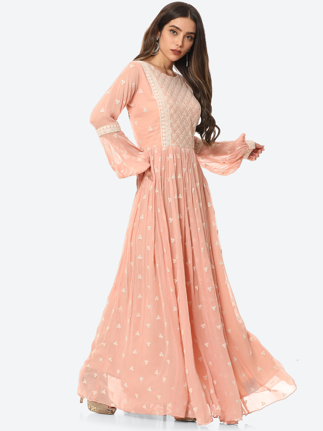 Resham Booti Georgette Gown Dress