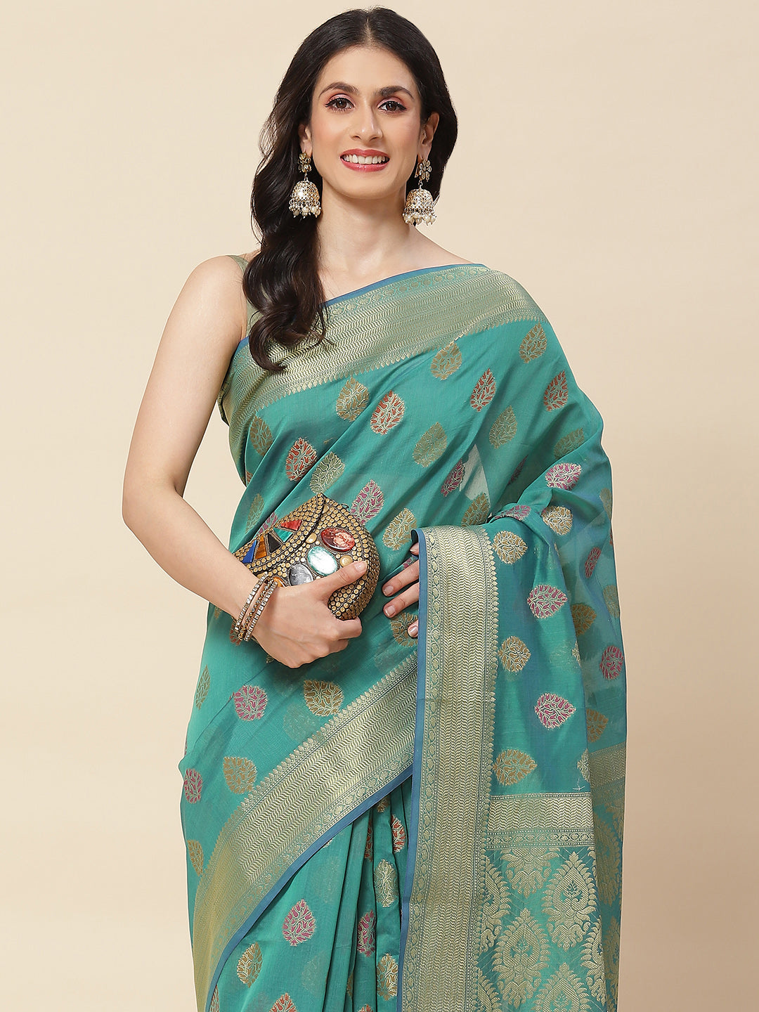 Zari Booti Woven Cotton Saree