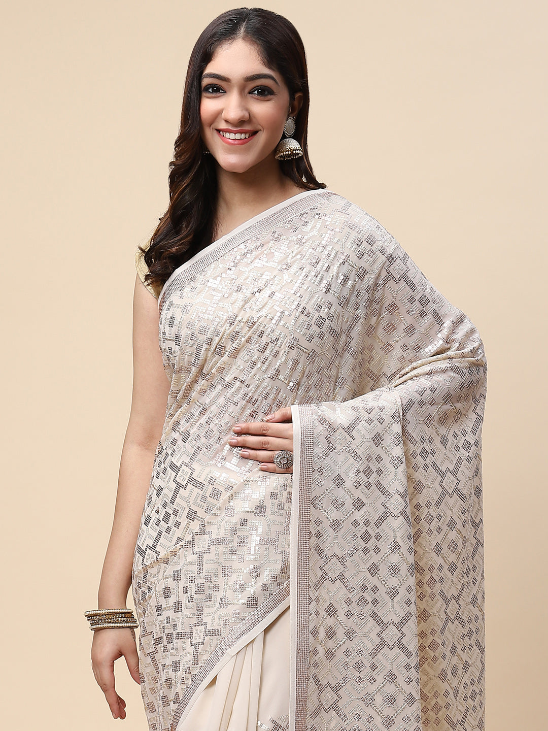 Sequin Embroidered Georgette Saree