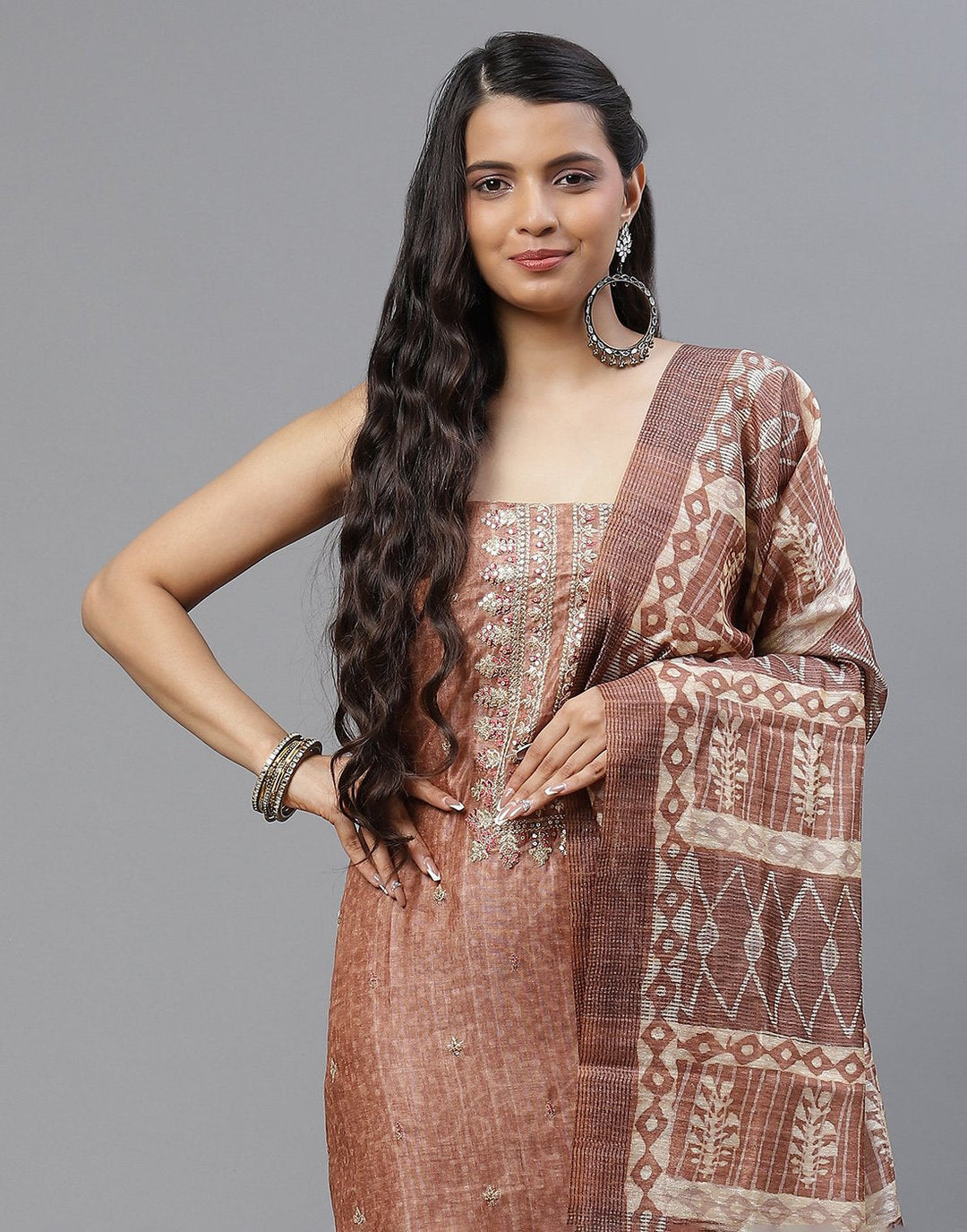 Chanderi Embroidered Suit piece