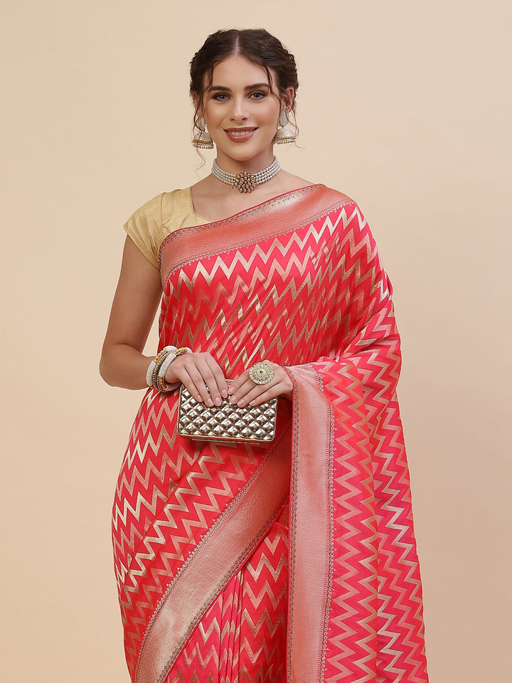 Zig Zag Banarasi Embroidered Saree