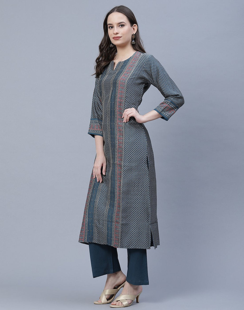 Chanderi Printed Kurti Pant Set
