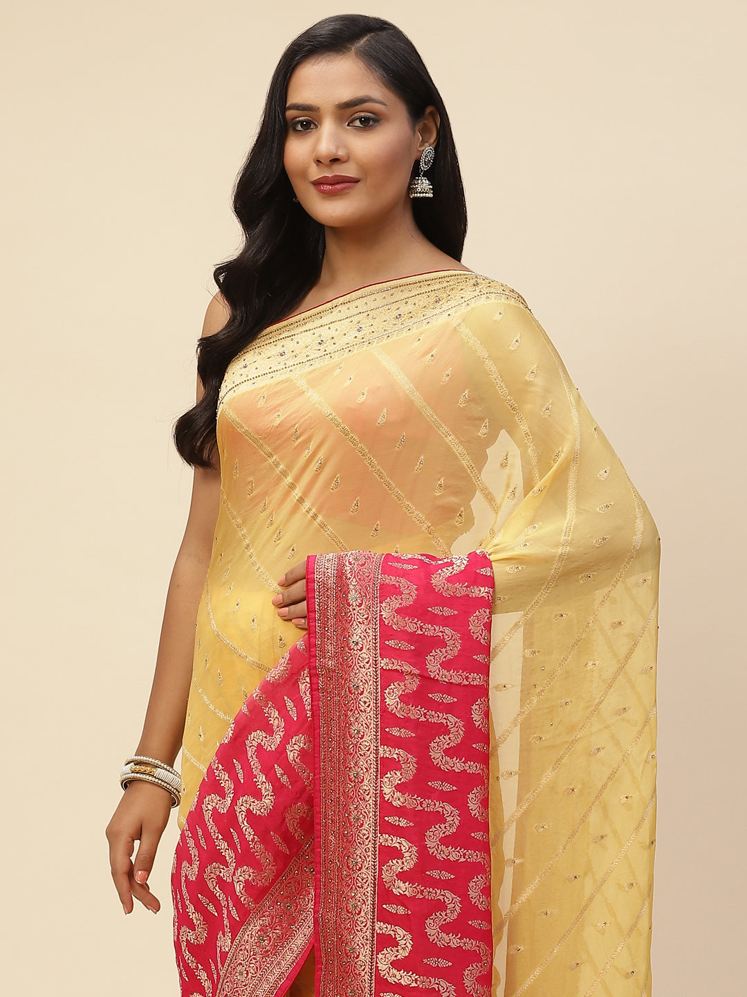 Cutdana Embroidered Organza Handloom Saree