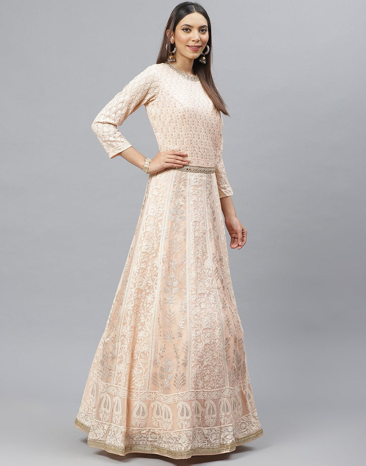 Peach Georgette Anarkali Salwar Kameez