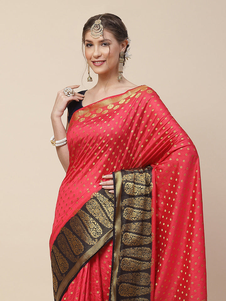 Zari Border Booti Art Handloom Woven Saree