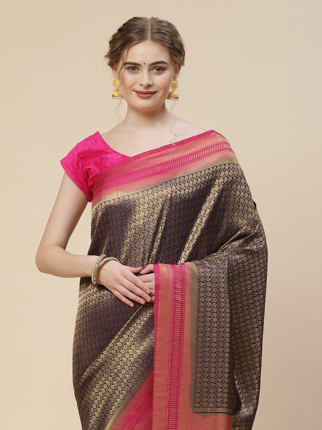 Brocade Zari Jaal Art Handloom Woven Saree