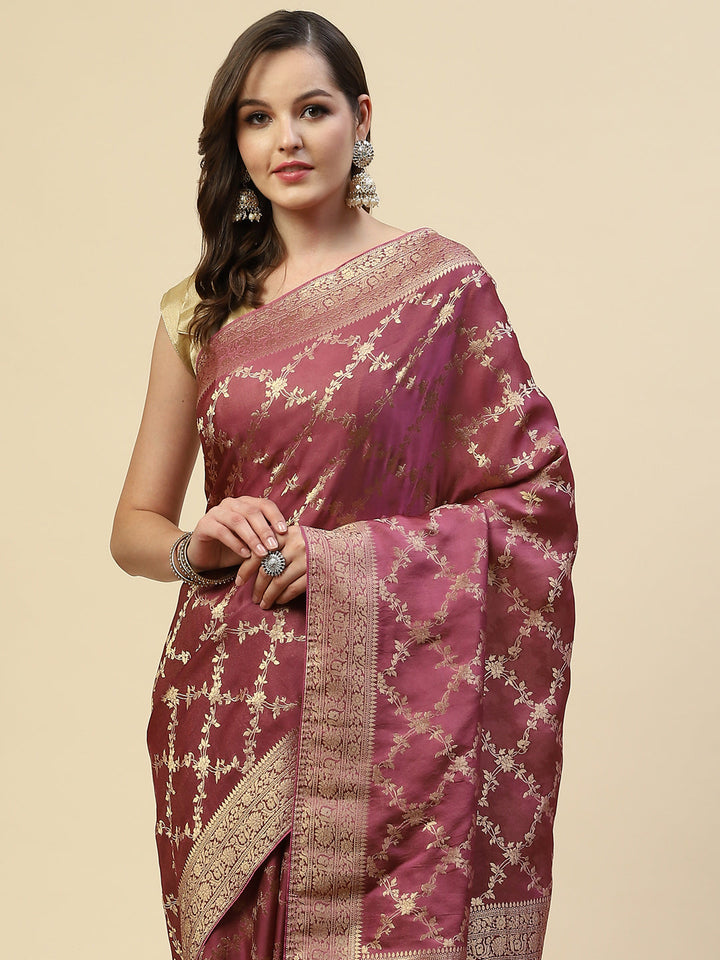 Zari Jaal Banarasi Woven Saree