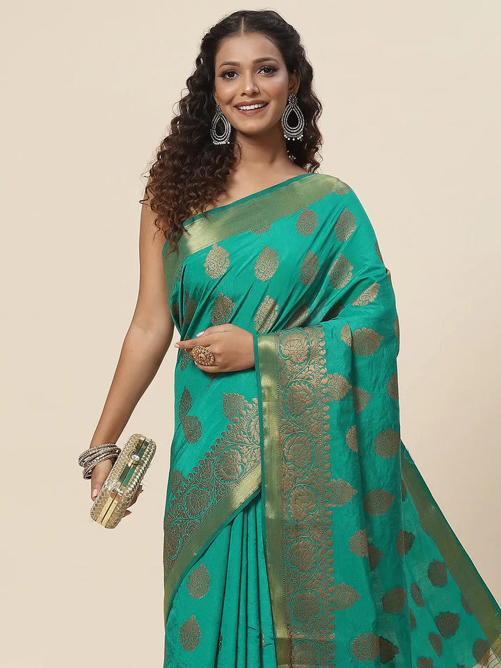 Zari Border Booti Handloom Woven Saree
